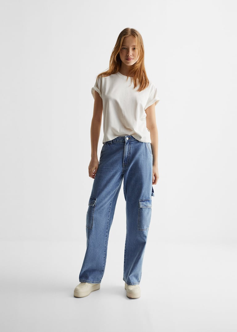 Cargo style straight jeans