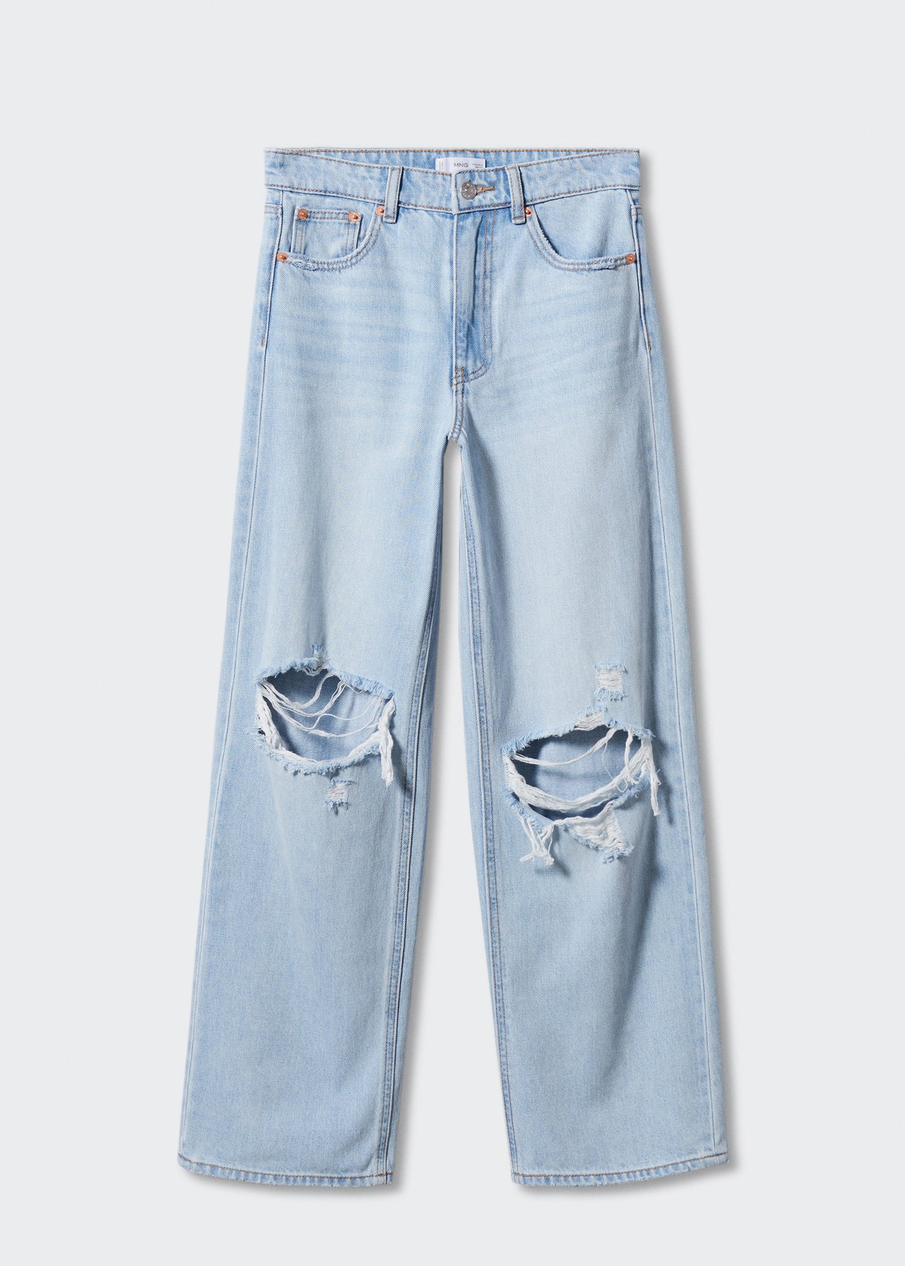 Decorative ripped wideleg jeans