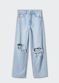 Thumbnail for Decorative ripped wideleg jeans