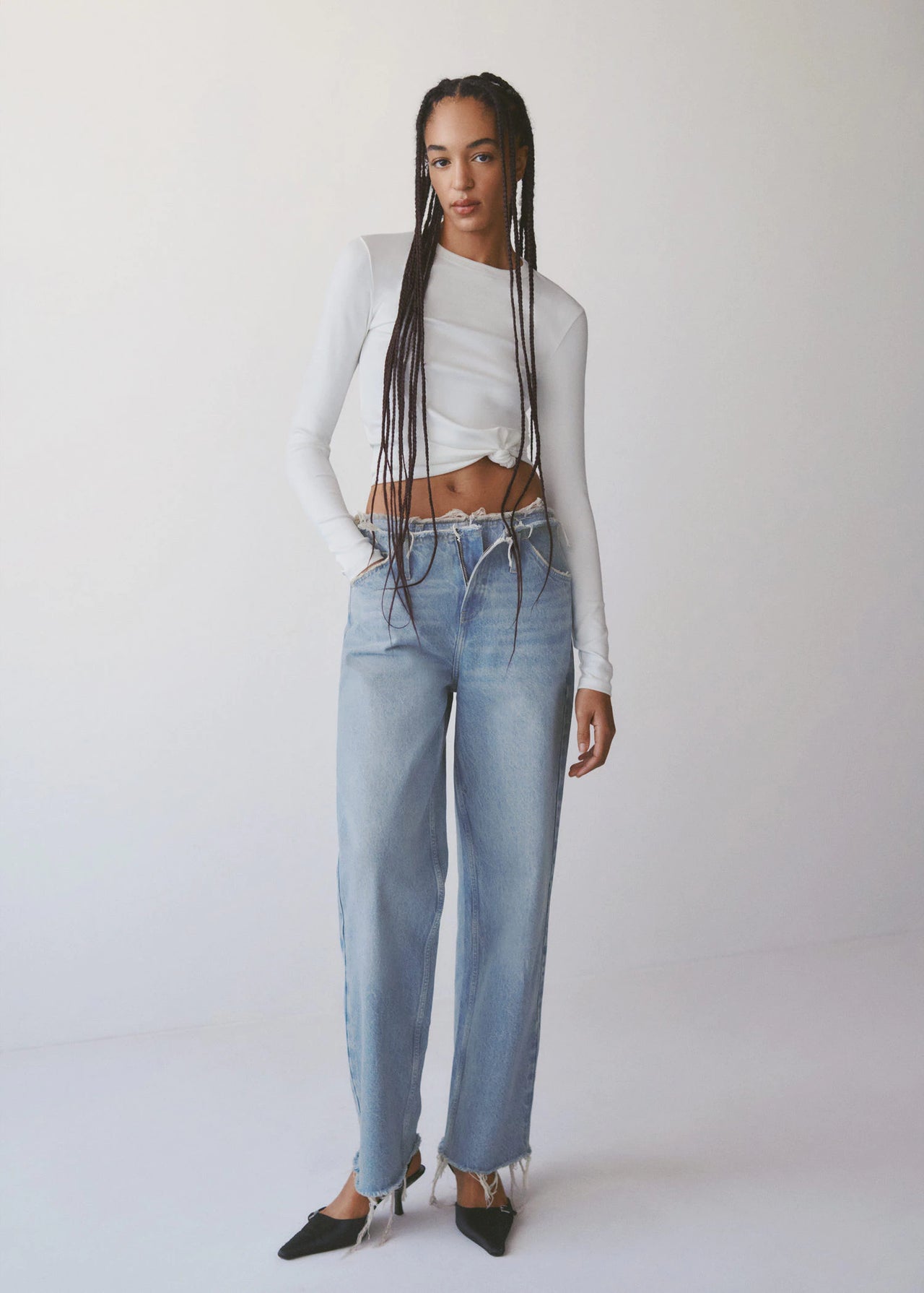 Mid-rise wideleg jeans