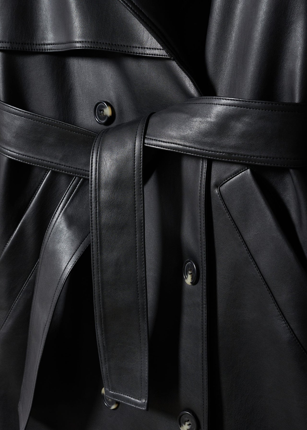 Oversize leather-effect trench coat