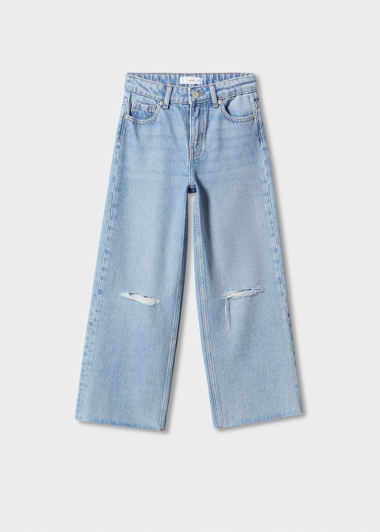 Decorative ripped wideleg jeans - Girls